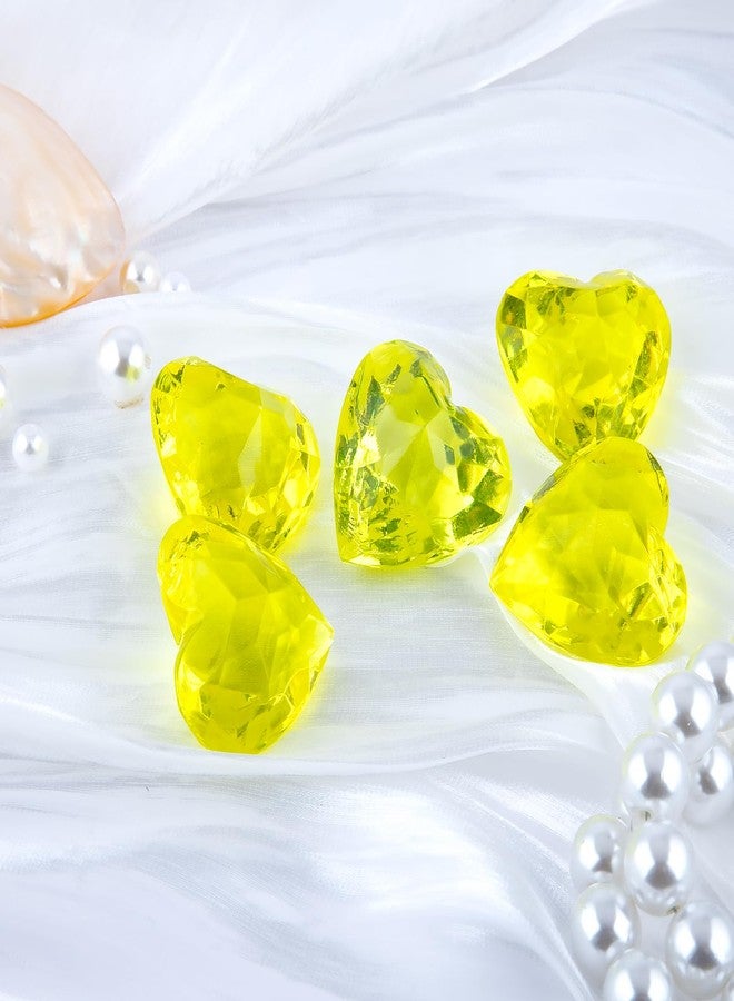 Niceup 1.5in Big Heart Diamond Gemstones Party Favors Easter Egg Goodie Bag Fillers Acrylic Gems Bulk Craft Supplies (Yellow) - Image 2